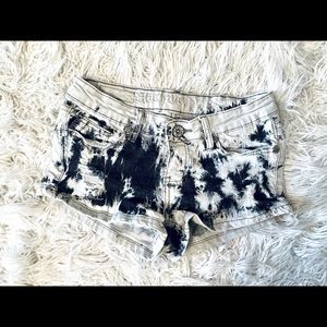 Tie dye Jean shorts from catwalk in Huntington Beach. Indi brand . Low waist